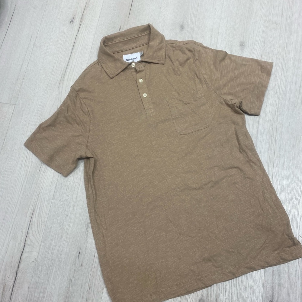 NWOT Goodfellow & Co Brown/Tan Short-Sleeve Polo with Pocket